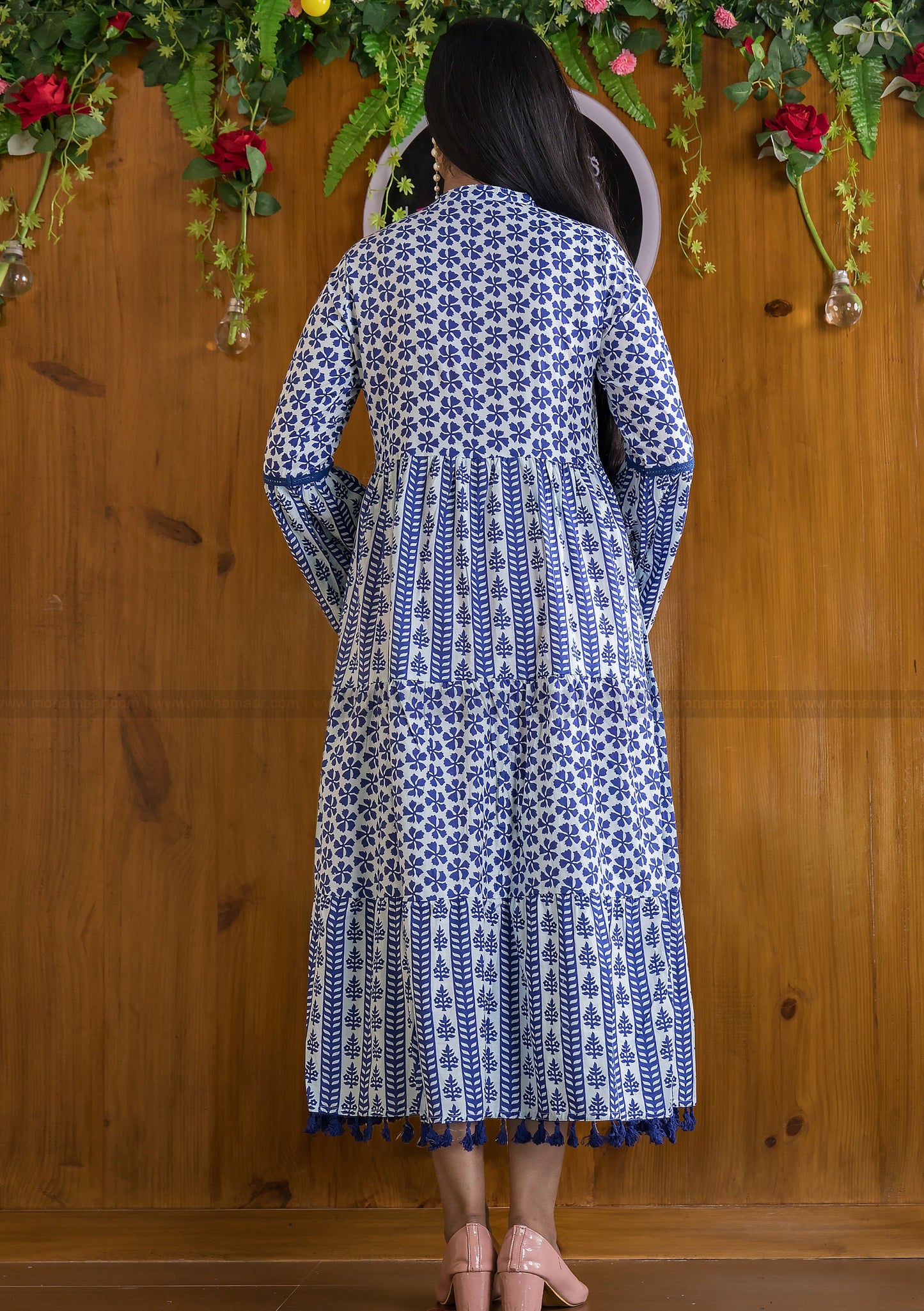 Impressive Princess Cotton Indigo Dress