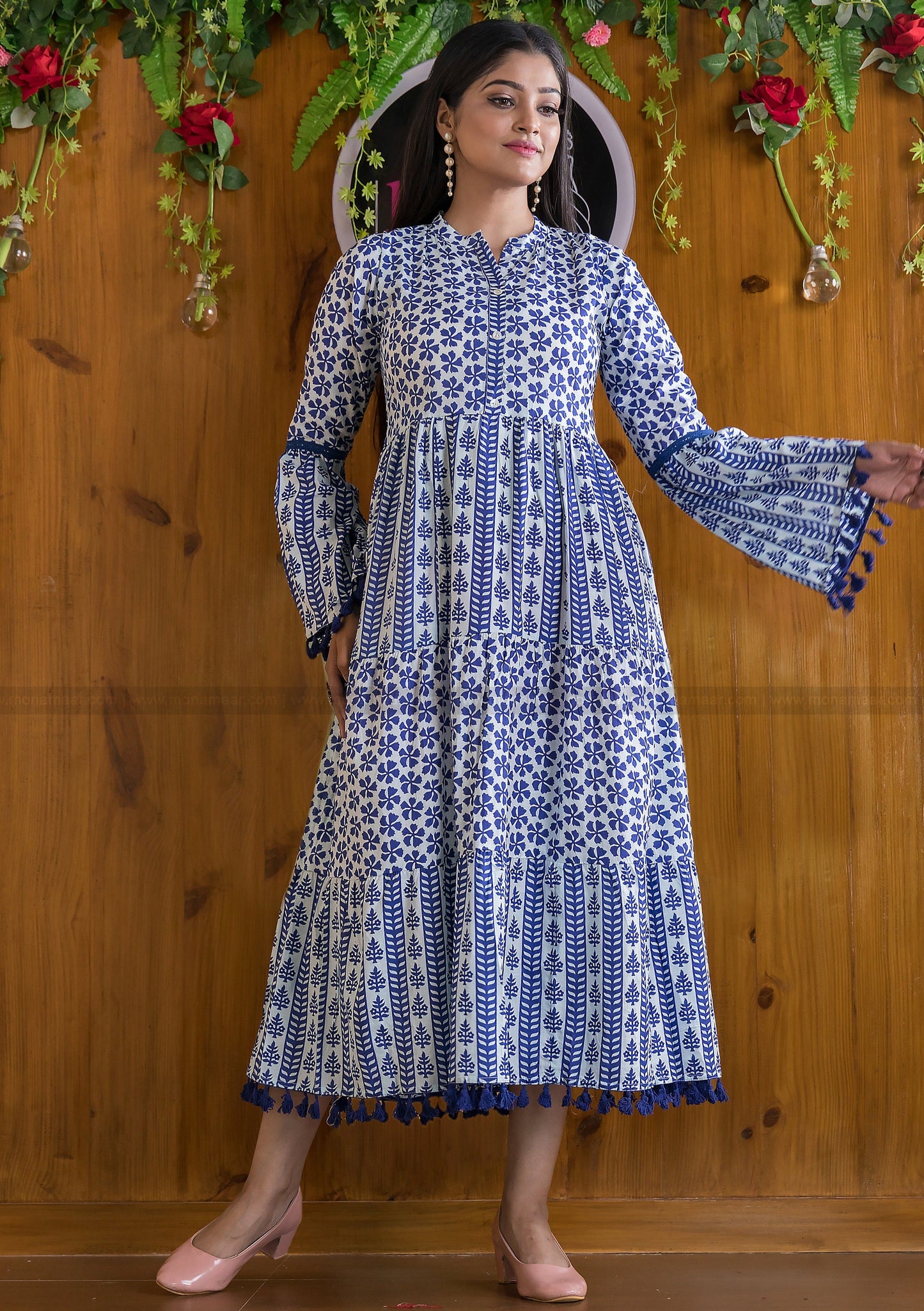 Impressive Princess Cotton Indigo Dress