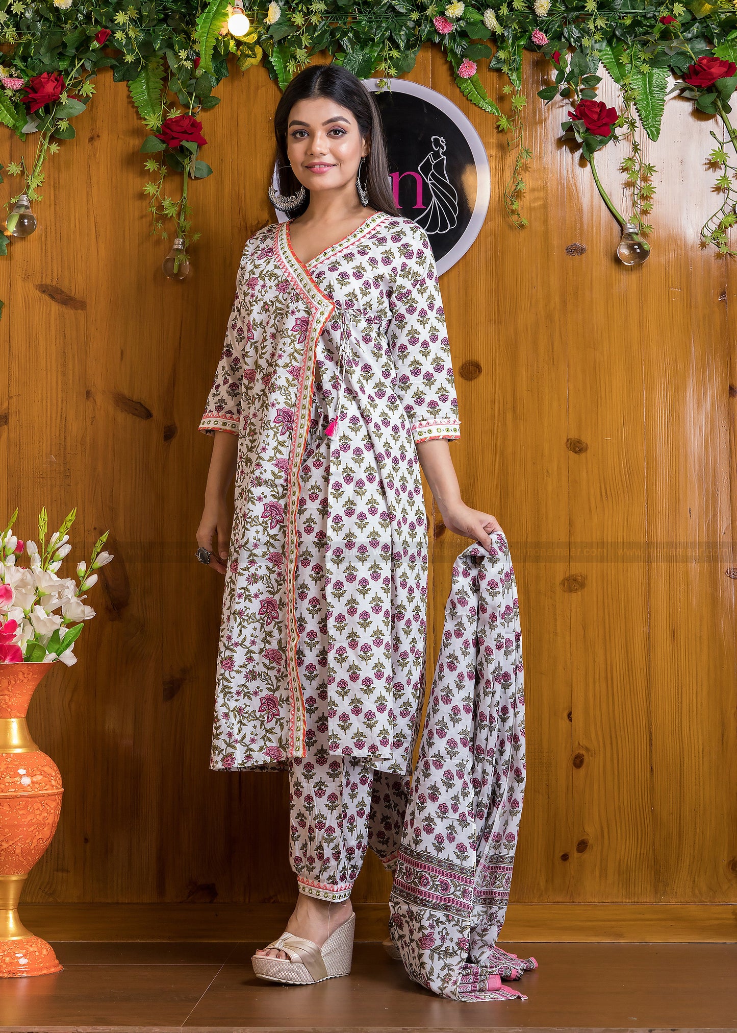 Eternal Angrakha Cotton Suit Set