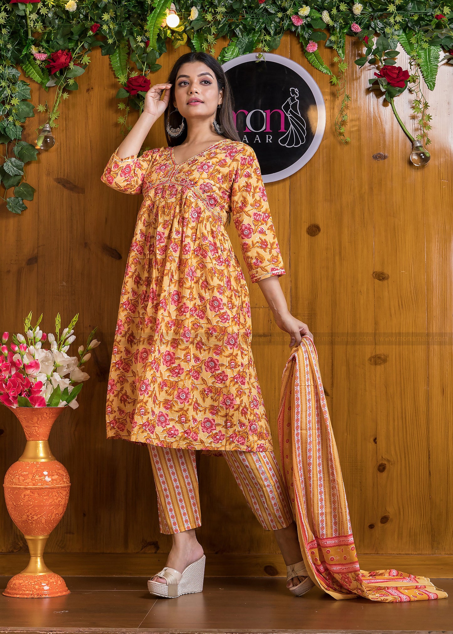 Ethnic Crush - The Jaipuri Kurti Set (Mellow Yellow)