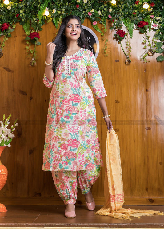 Floral Destination-Cotton Suit Set