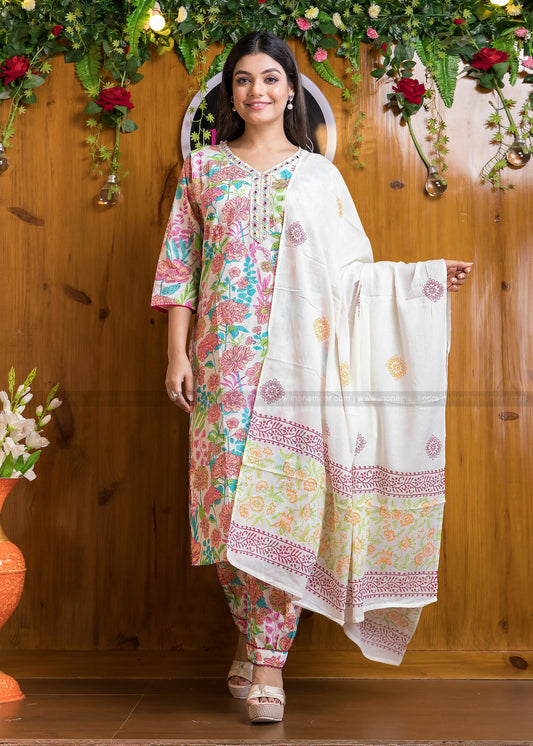 Floral Destination-Cotton Suit Set