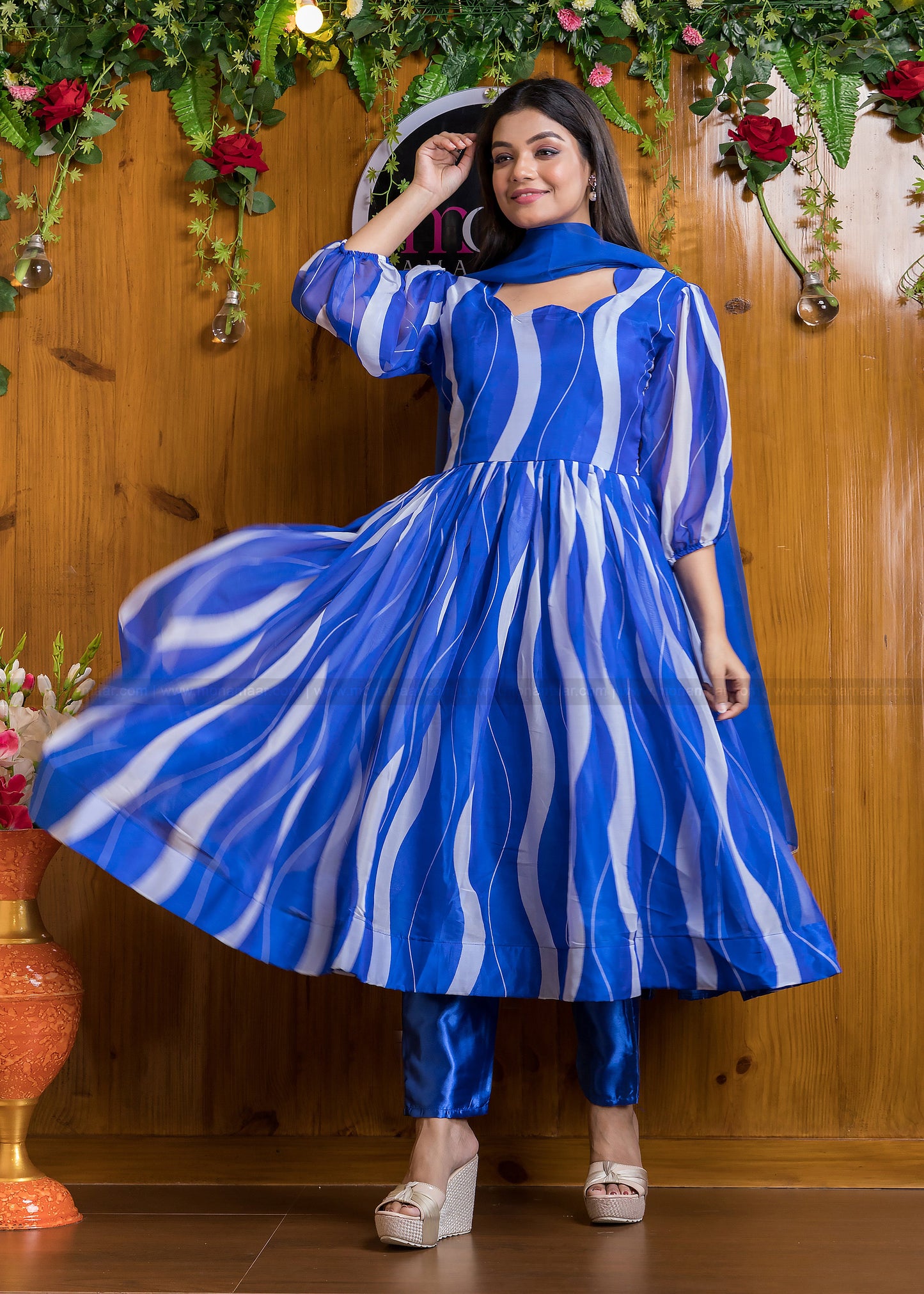 Rangoli - Anarkali Jaipuri Set(Ink Blue)