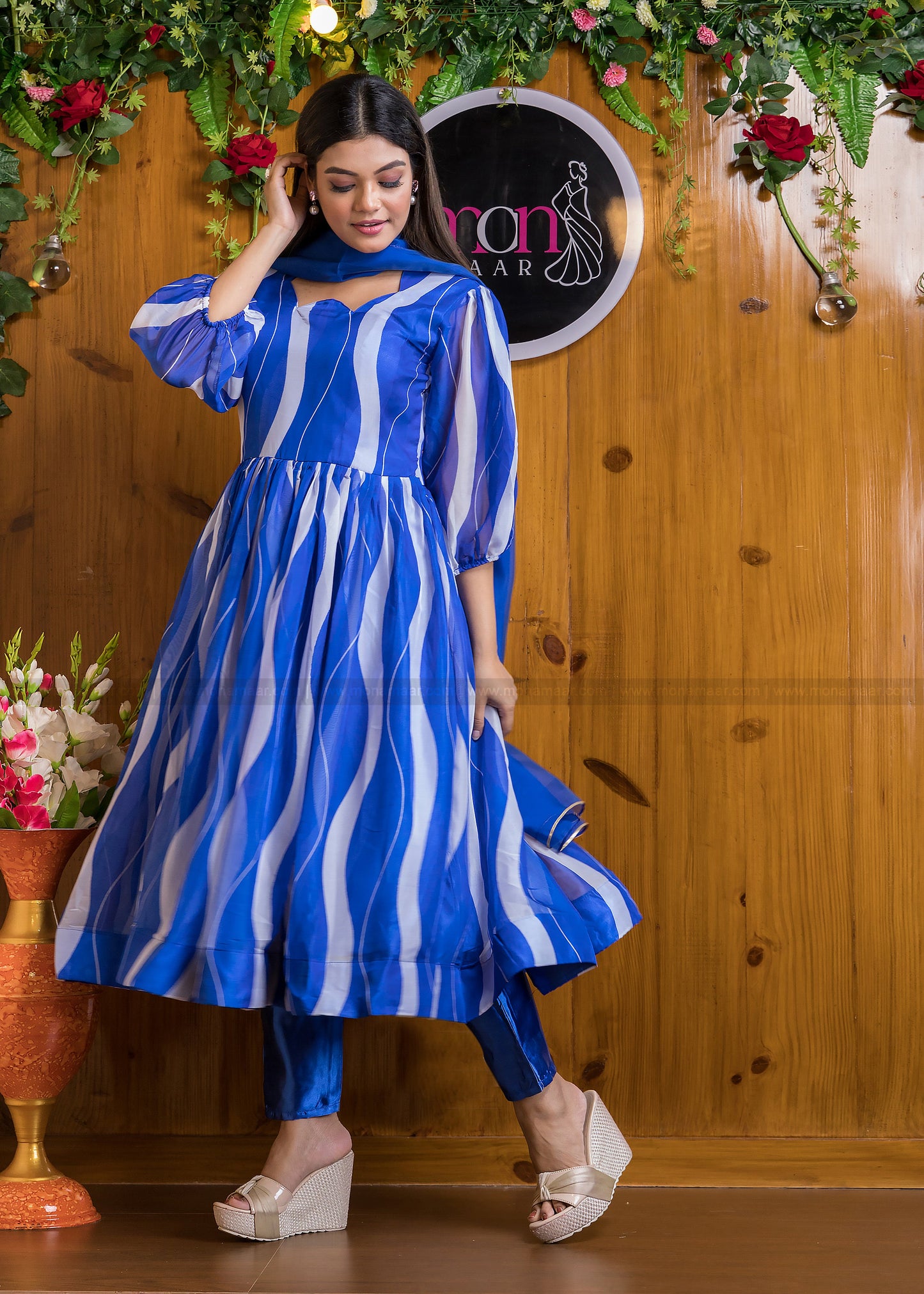 Rangoli - Anarkali Jaipuri Set(Ink Blue)