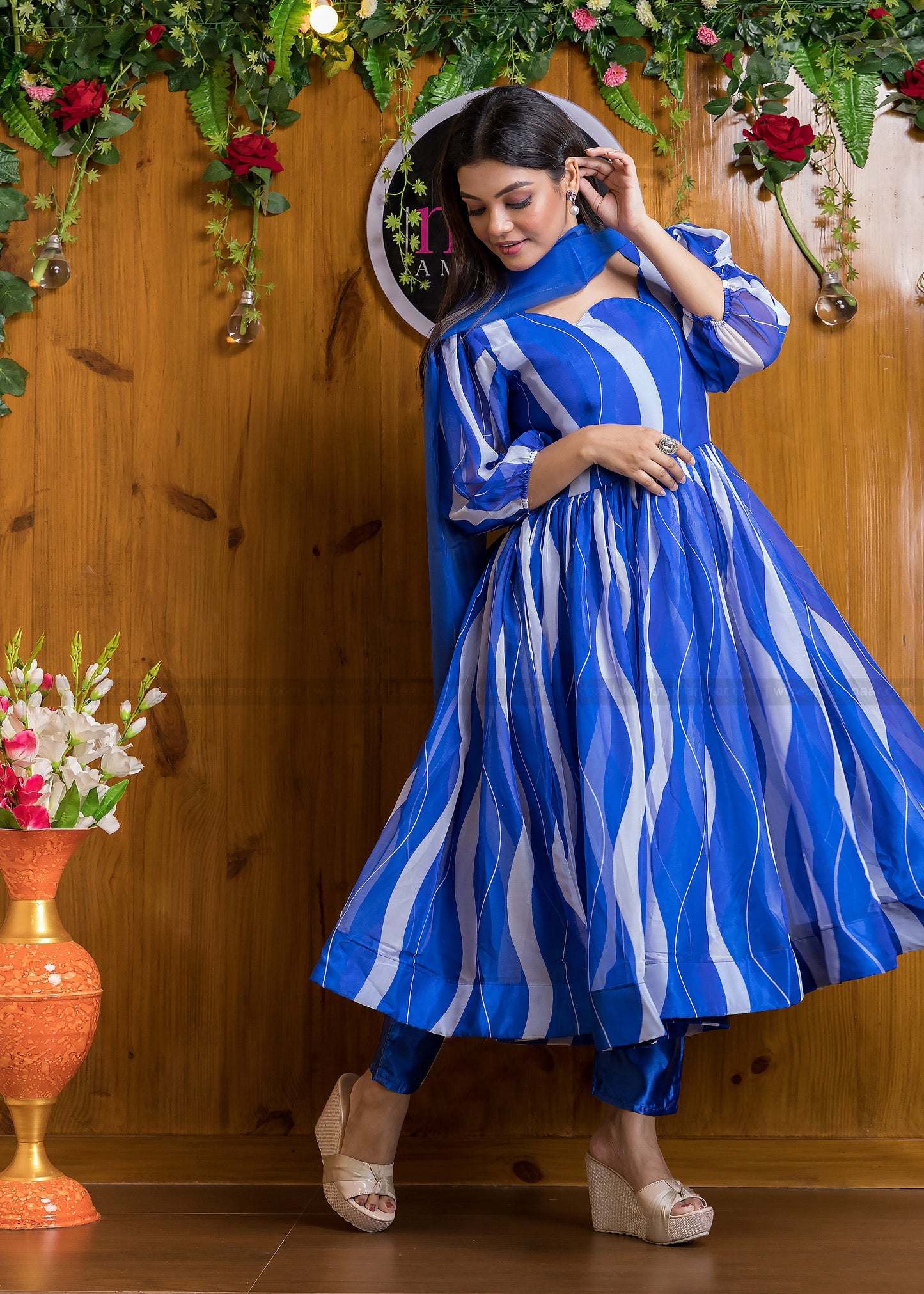 Rangoli - Anarkali Jaipuri Set(Ink Blue)