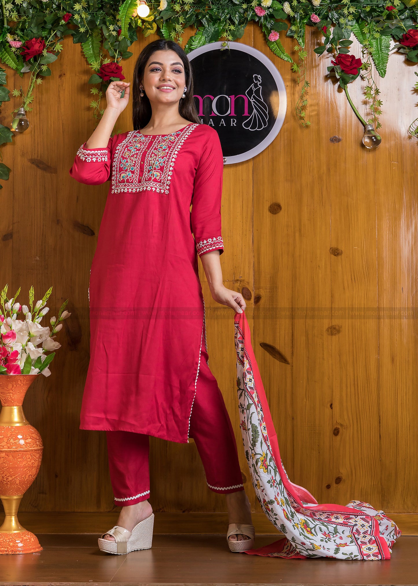 Maroon Magic Jaipur Kurti Set