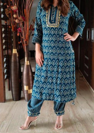 Indigo Gini Kurti Set