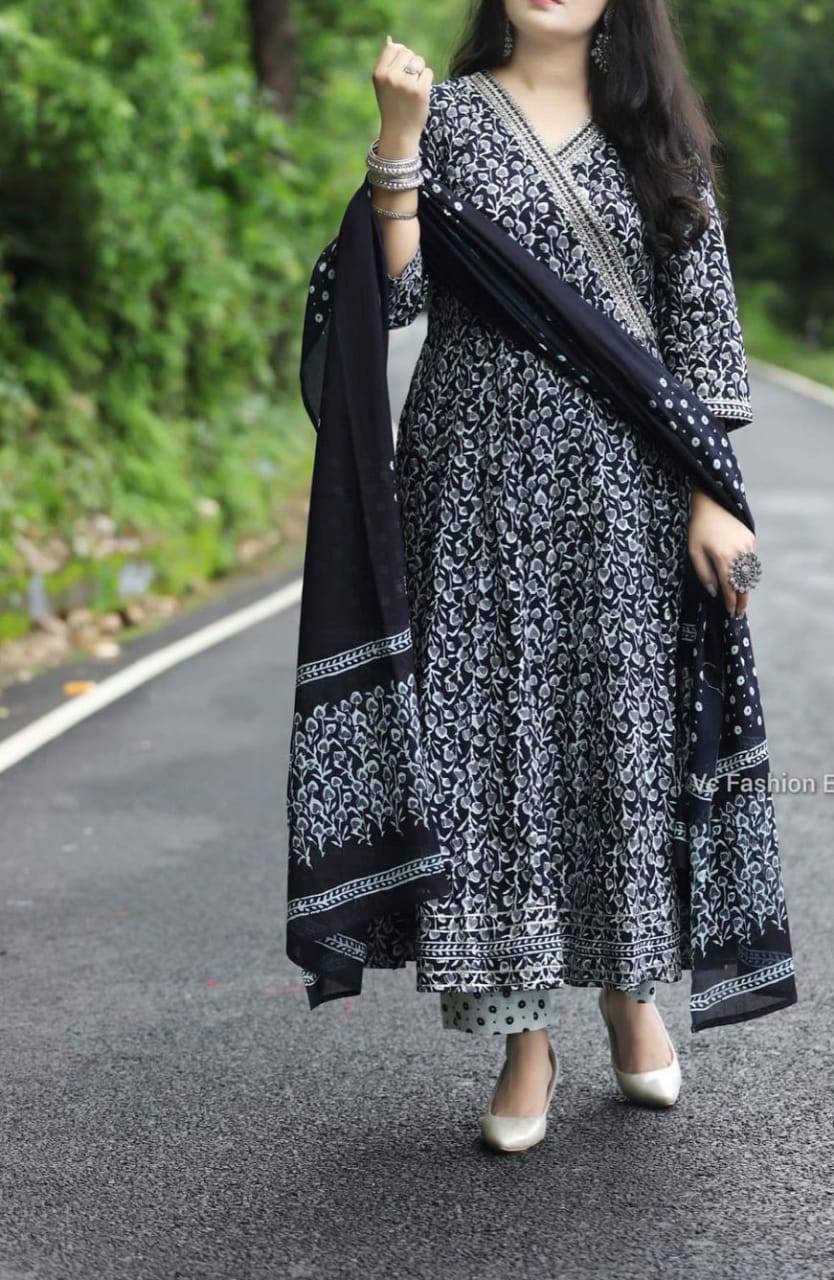 Black Anarkali  Kurti Set