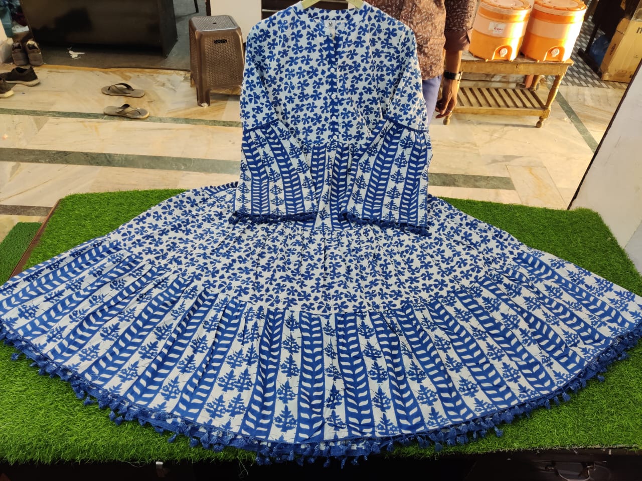 Impressive Princess Cotton Indigo Dress