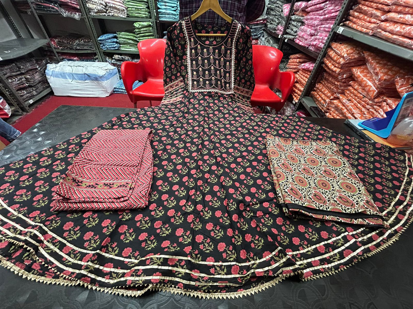 Block Printed Anarkali Set