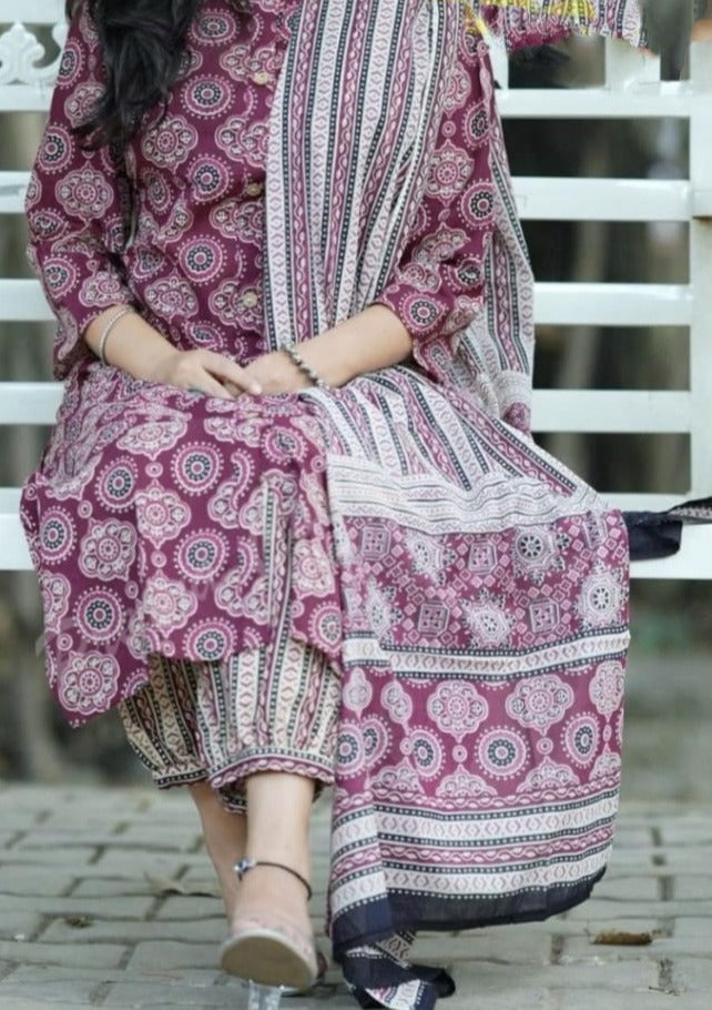 Maroon Ajrakh Set