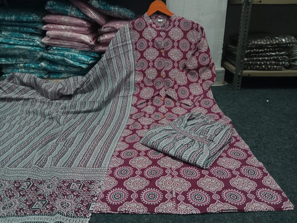 Maroon Ajrakh Set