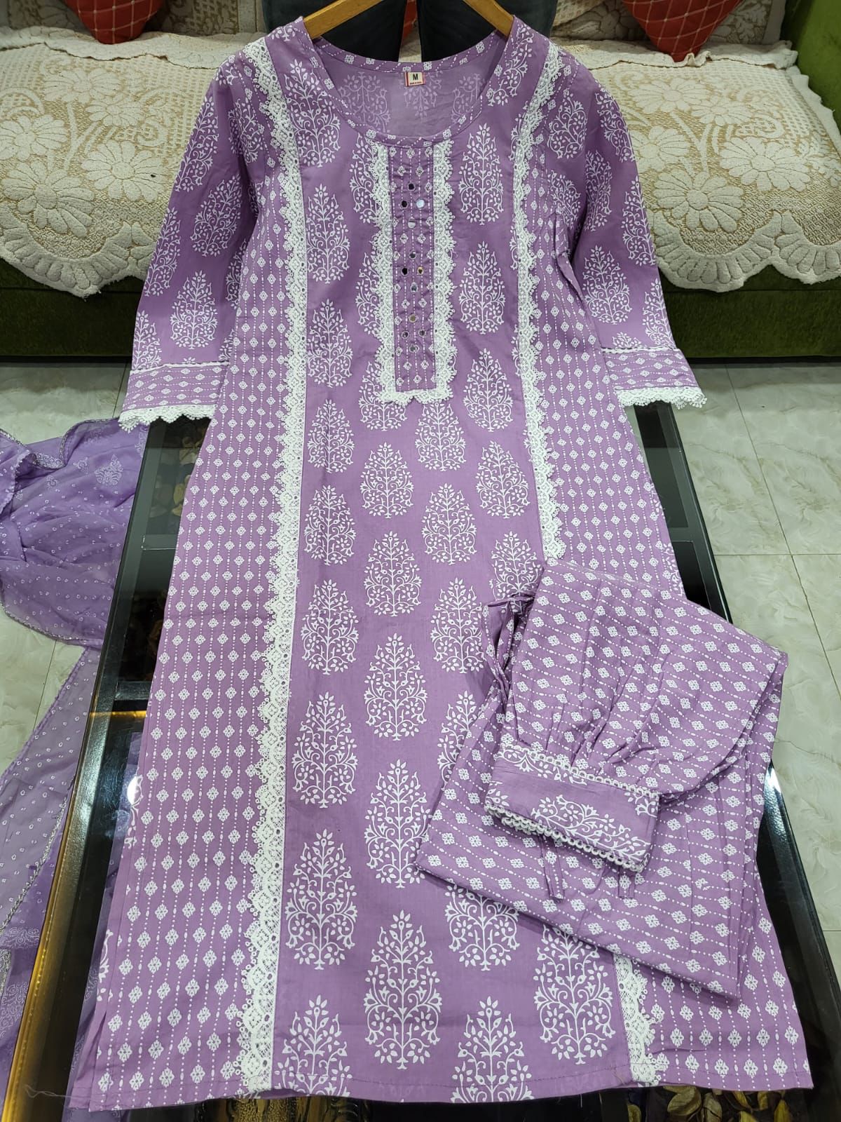 Lilac Dream Designer Jaipuri  Kurti Set