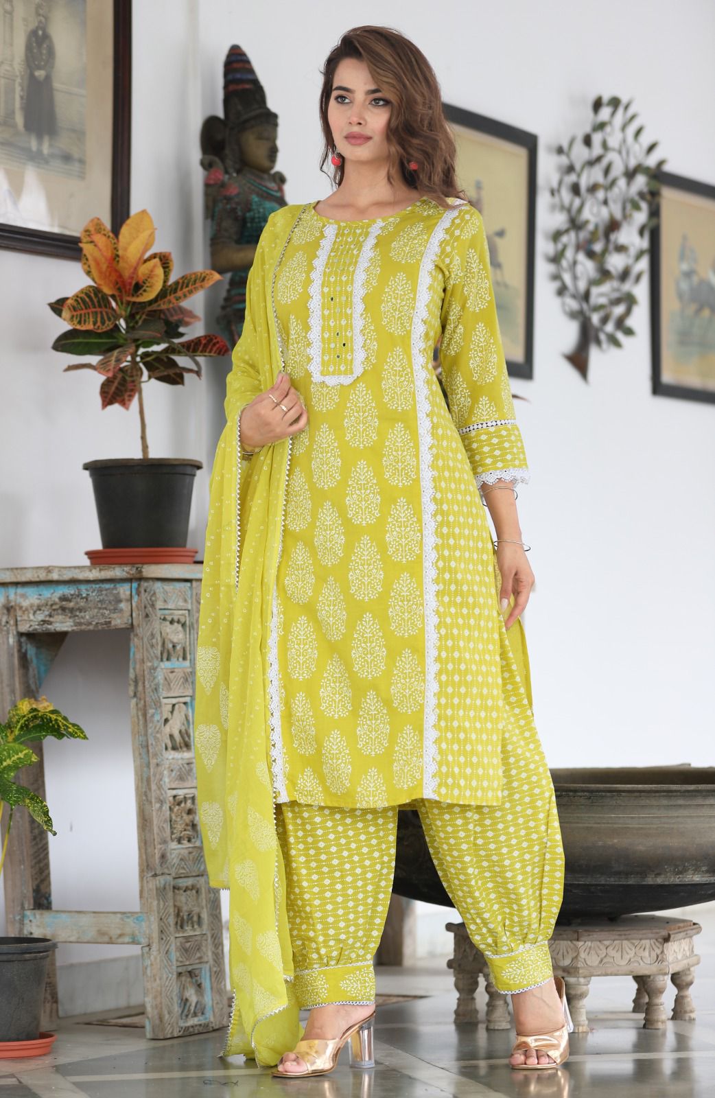 Sunshine Sparkle Designer Jaipuri  Kurti Set