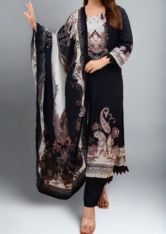 Make It Special - Pakistani Style Kurti Set (Black Color)