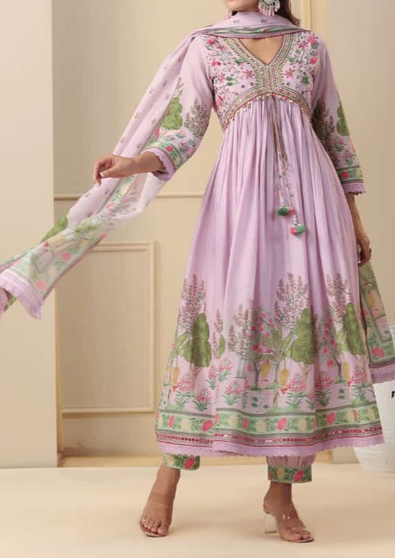 Cadillac Pink - Designer Jaipuri Alia Cut Kurti Set