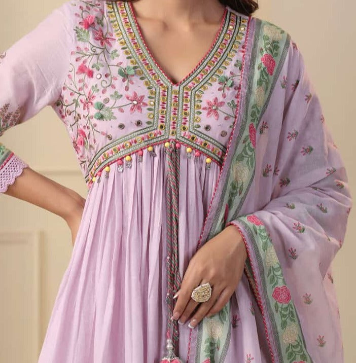 Cadillac Pink - Designer Jaipuri Alia Cut Kurti Set