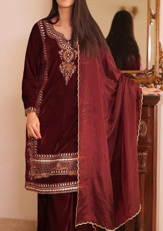 Extra Glitz Of Party- Designer Suit Set (Maroon)