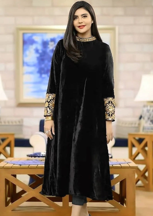 Ready to Blast Velvet Kurti set (Black)