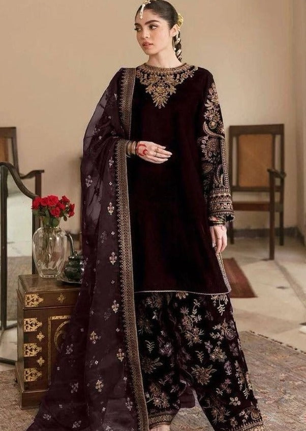 Mastani Special Viscose Velvet Kurti Set ( Coffee)