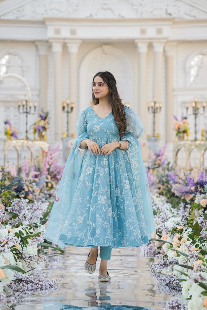 Traditional Fest- Embroidery Suit Set( Fairy Tale Blue)