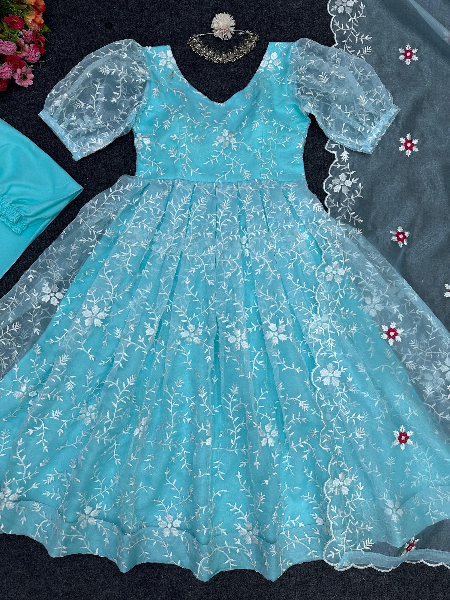 Traditional Fest- Embroidery Suit Set( Fairy Tale Blue)