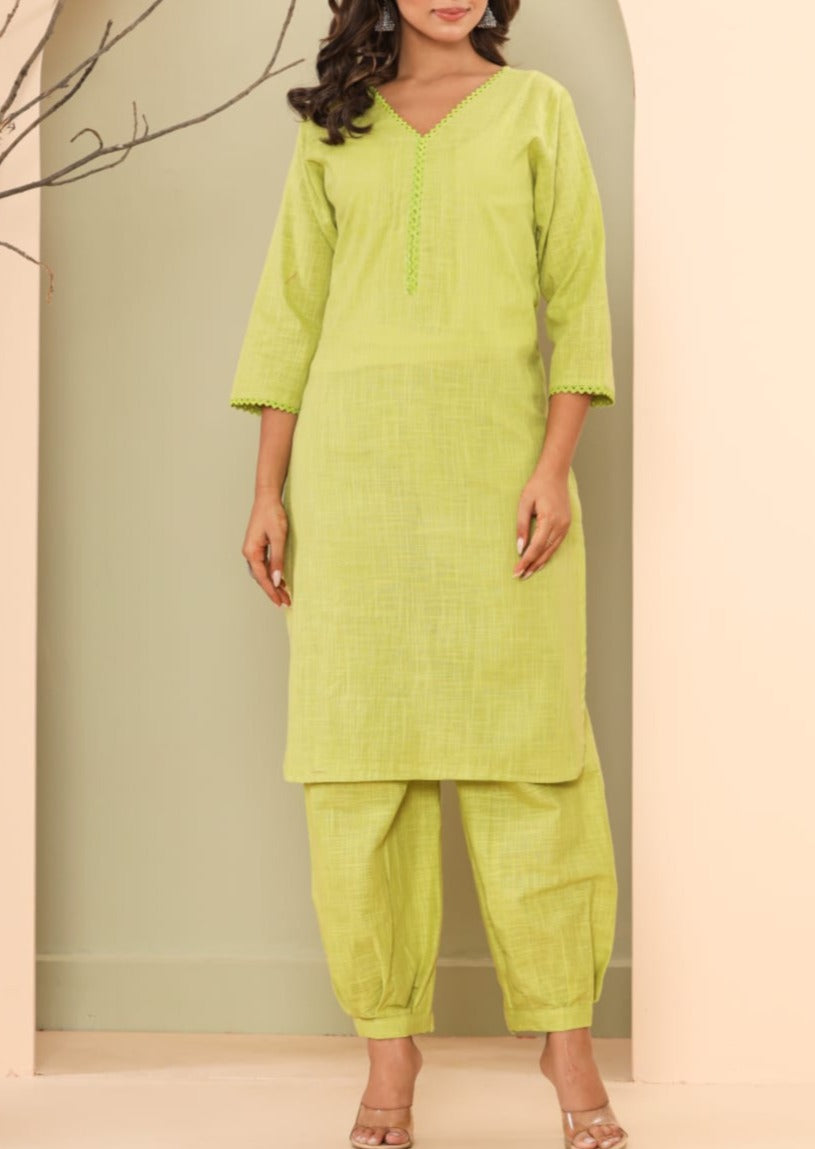 Satire Of Attire Kurti Set(Witty Green)