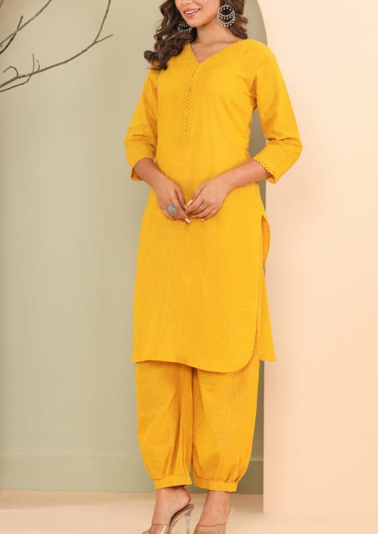 Satire Of Attire Kurti Set(Jolly Yellow)