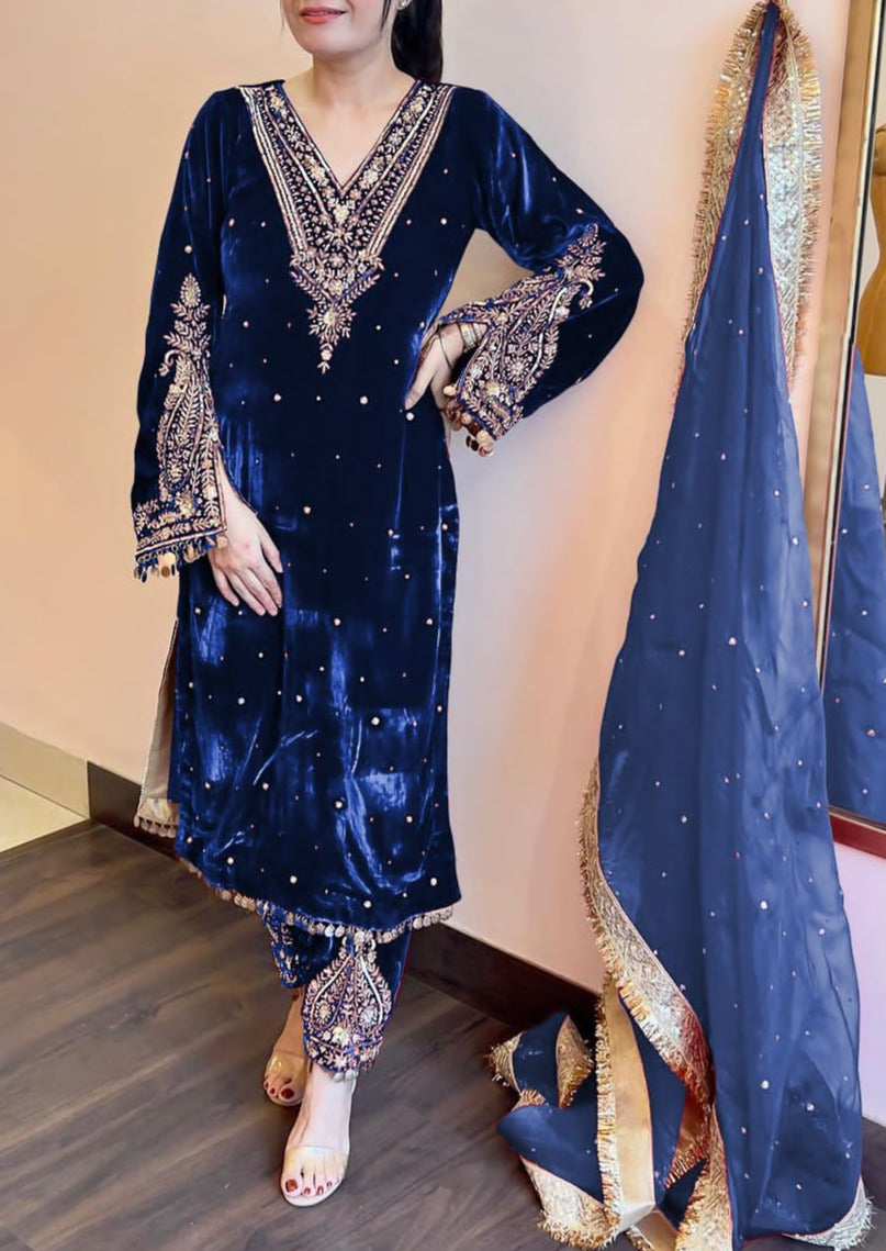 Extra Glitz Of Party- Designer Suit Set (Clue Of Blue)