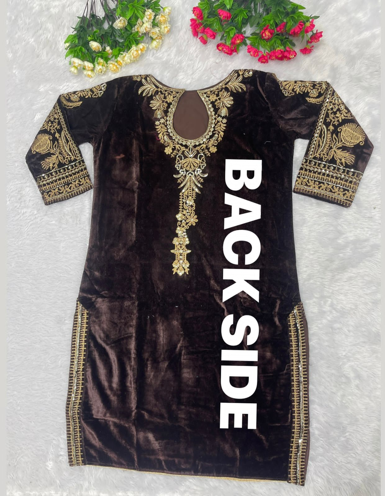 Mastani Special Viscose Velvet Kurti Set ( Coffee)