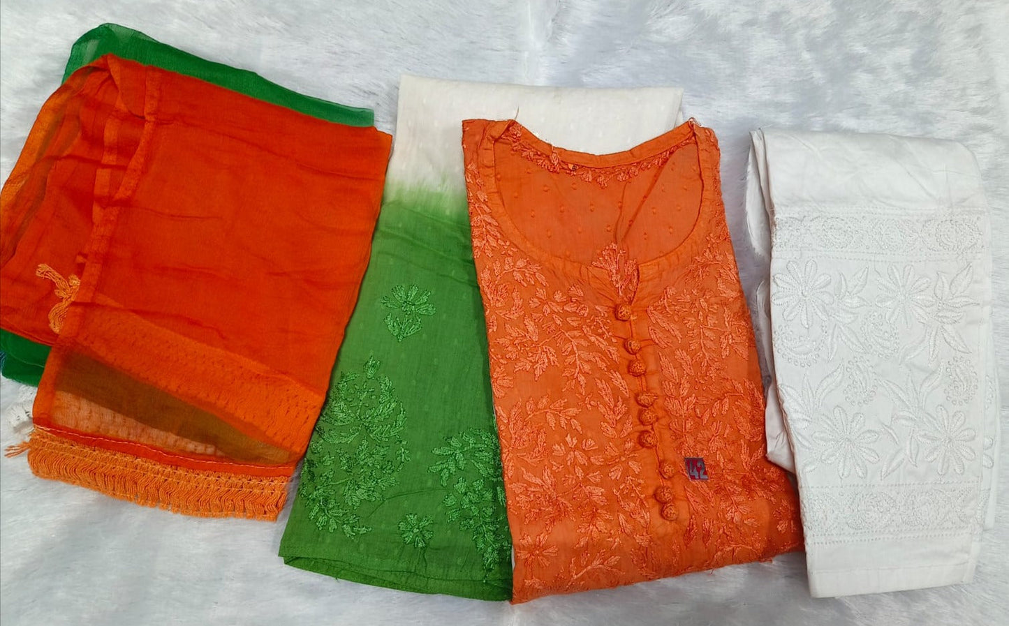 Republic Day Special Tiranga Chikankari Kurti Set