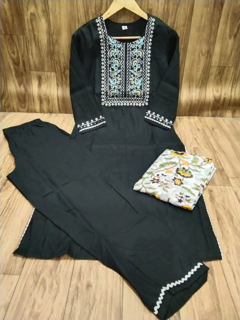 Julia Rosa Black A Jaipur Kurti Set MonAmaar Ethnics