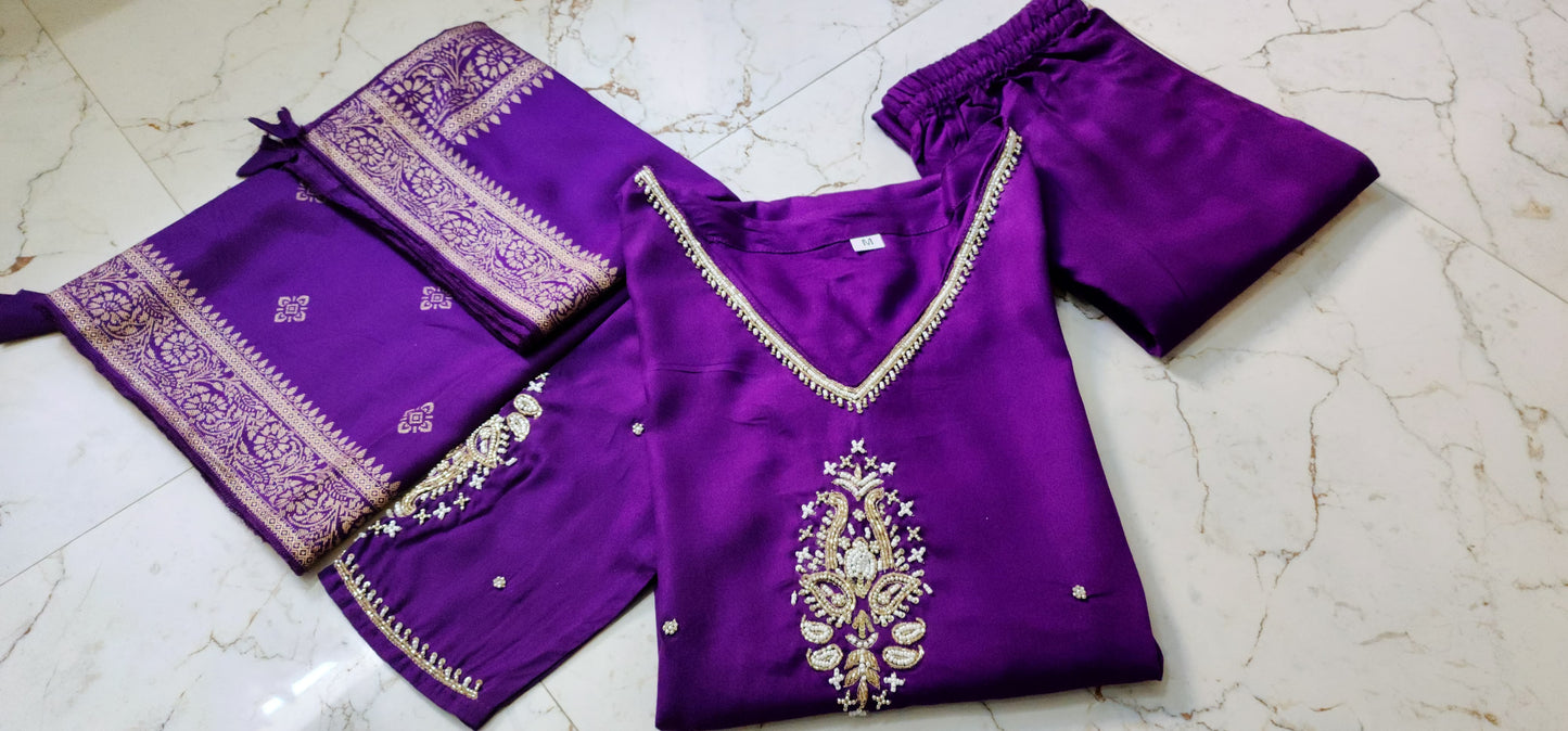 To The Nines-kurti  Set(Purple)