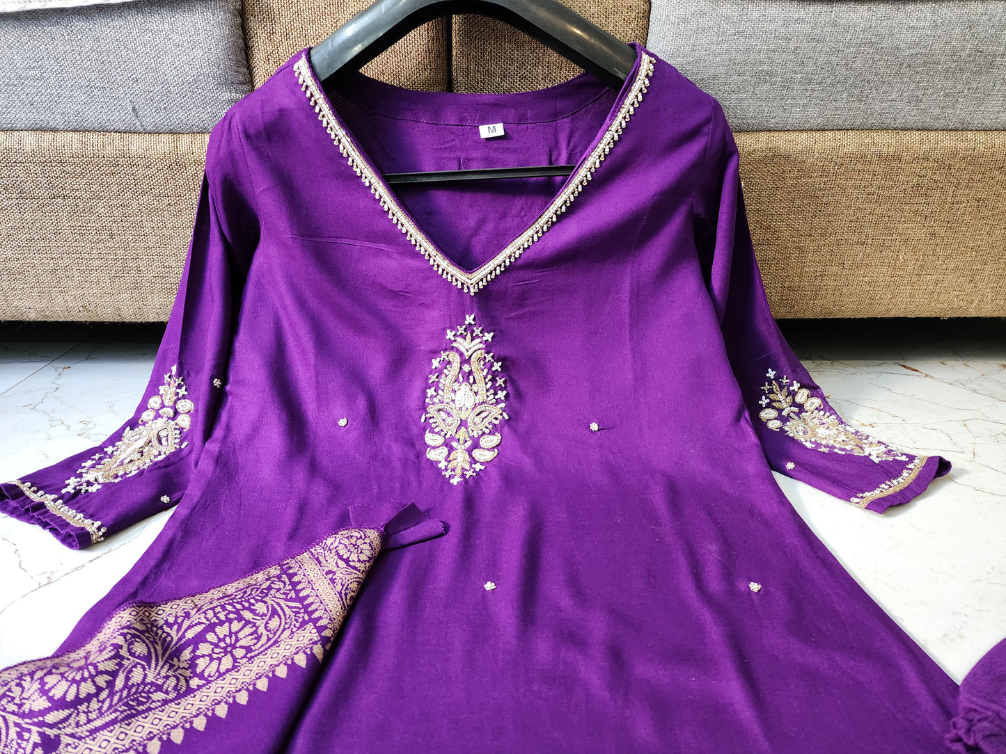 To The Nines-kurti  Set(Purple)