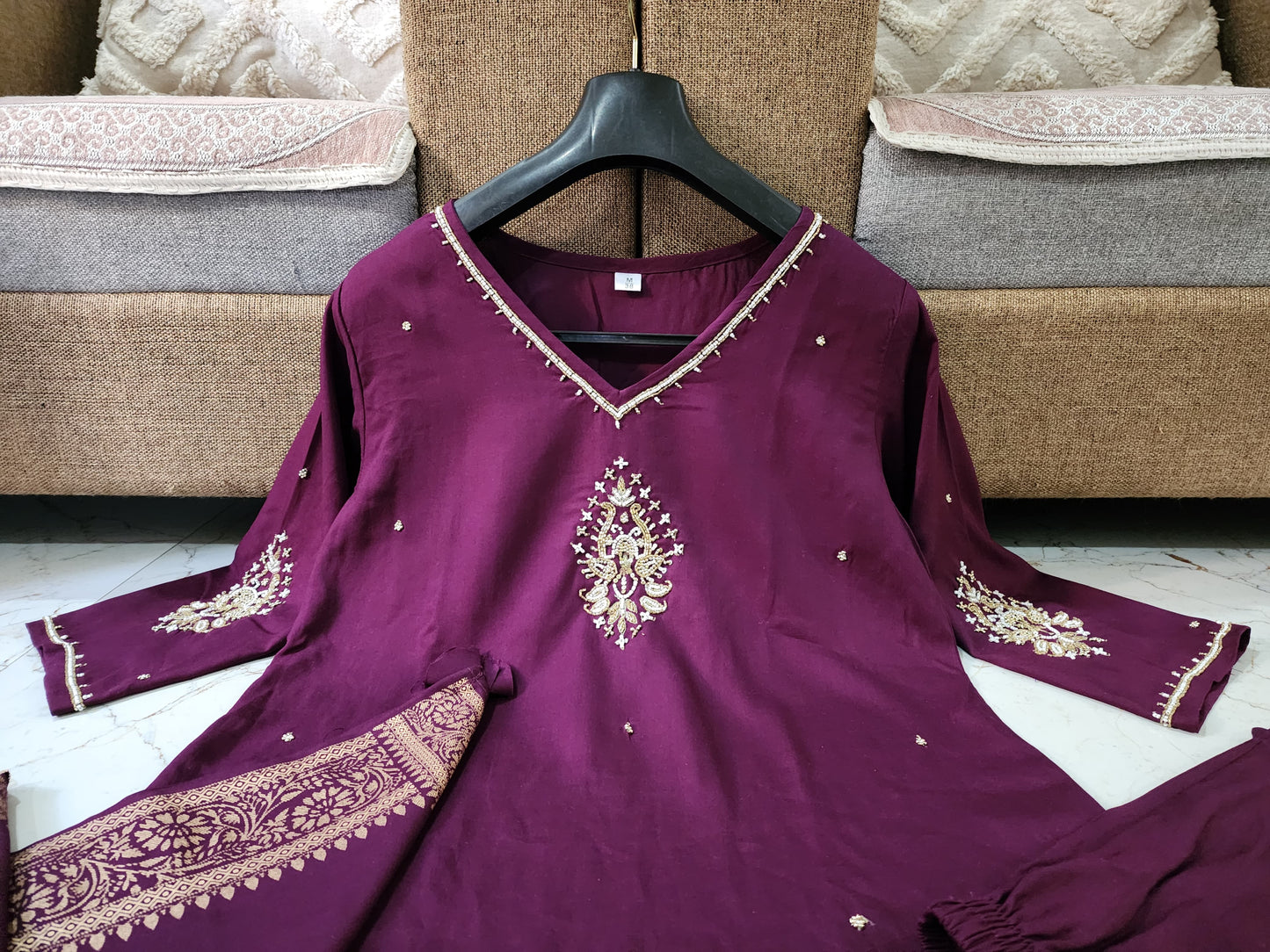 To The Nines-Kurti Set (Wine)