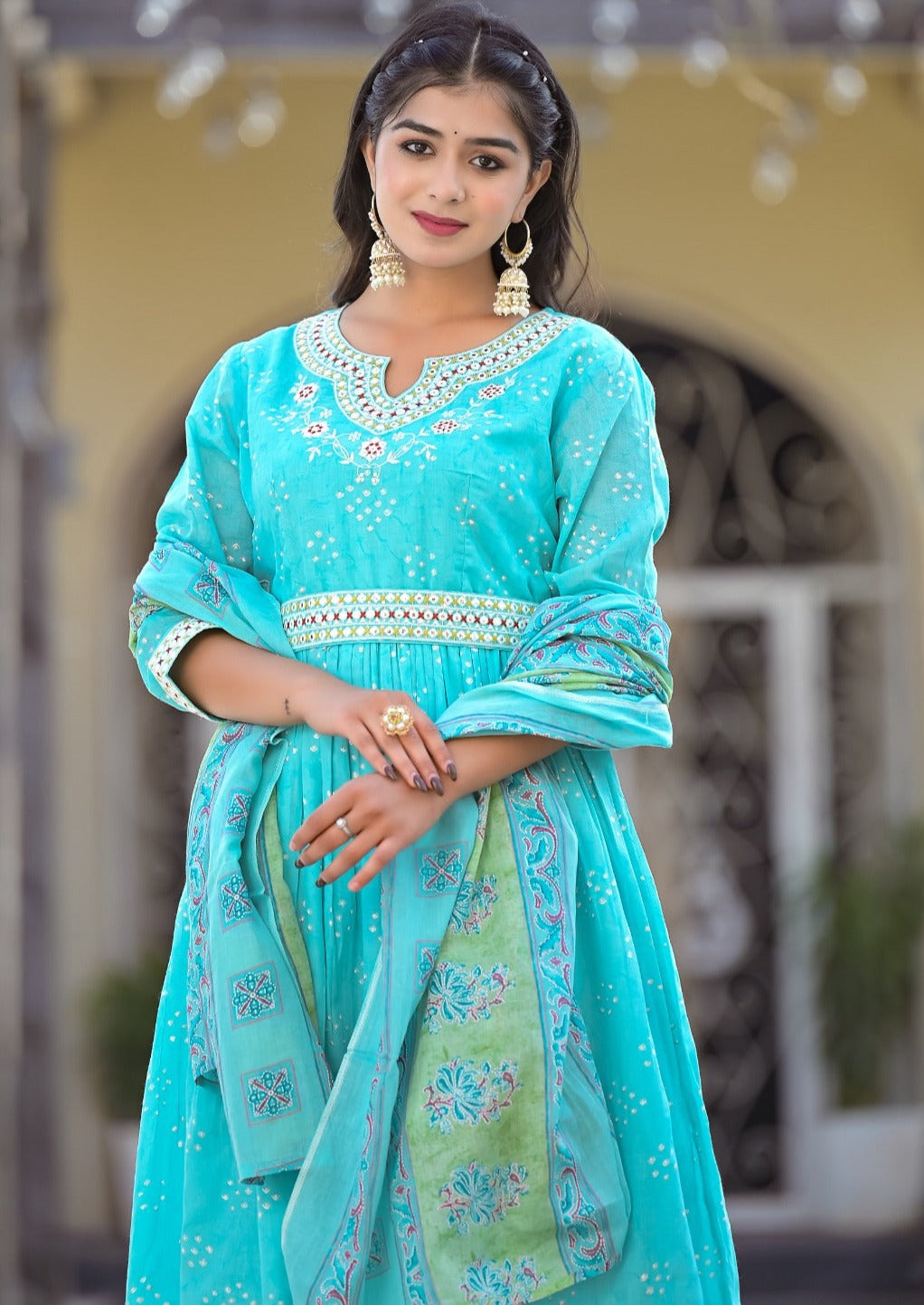 Cool And Calm Sky Blue Jaipur Kurti Set